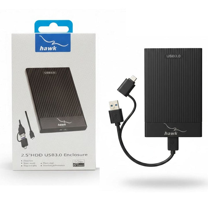HAWK 2.5 HDD Case USB 3.0 with USB-A & USB-C Cable – Brandszone
